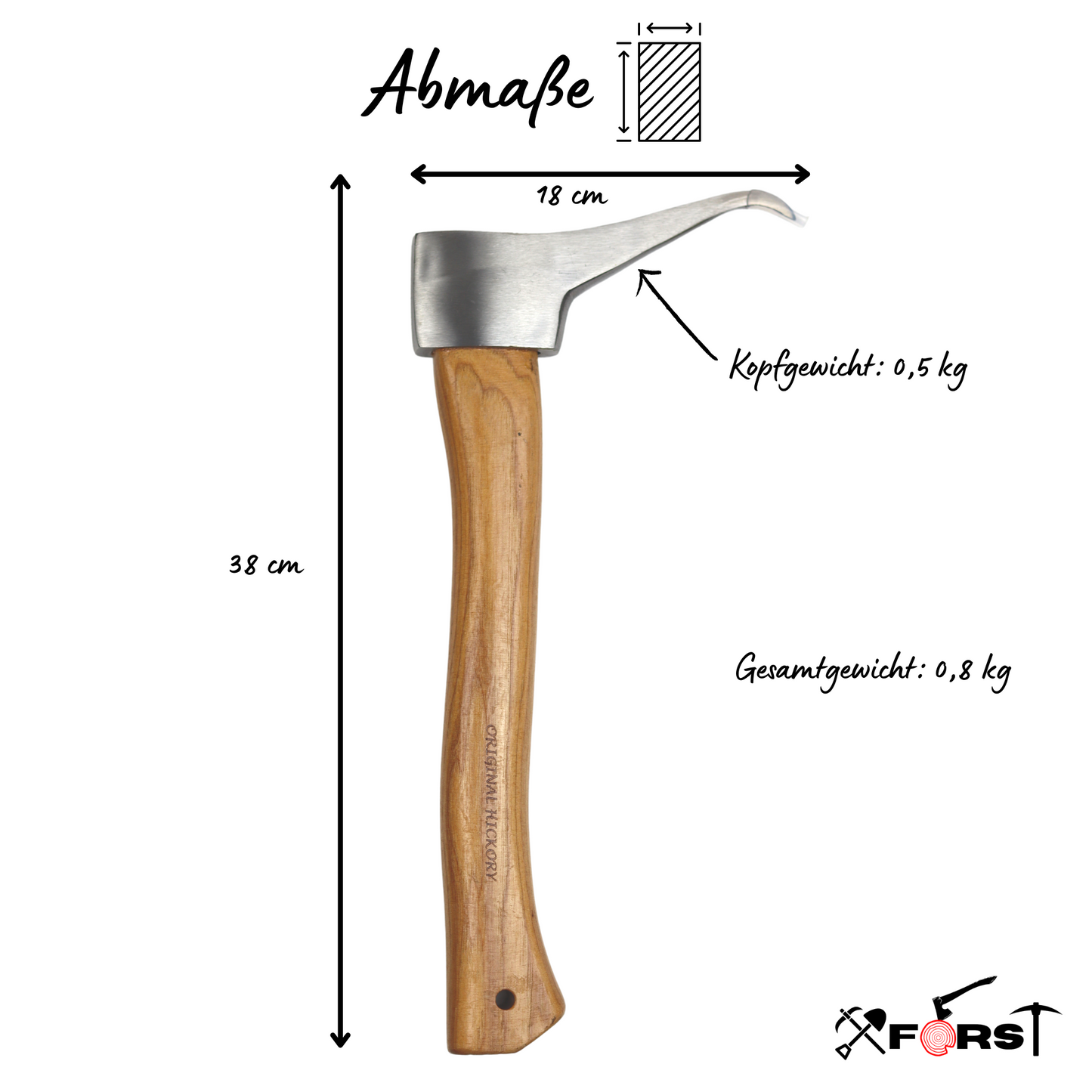 Xforst X-P500 BX – Sappie avec Manche en Bois Hickory et Porte-Marteau Gratuit