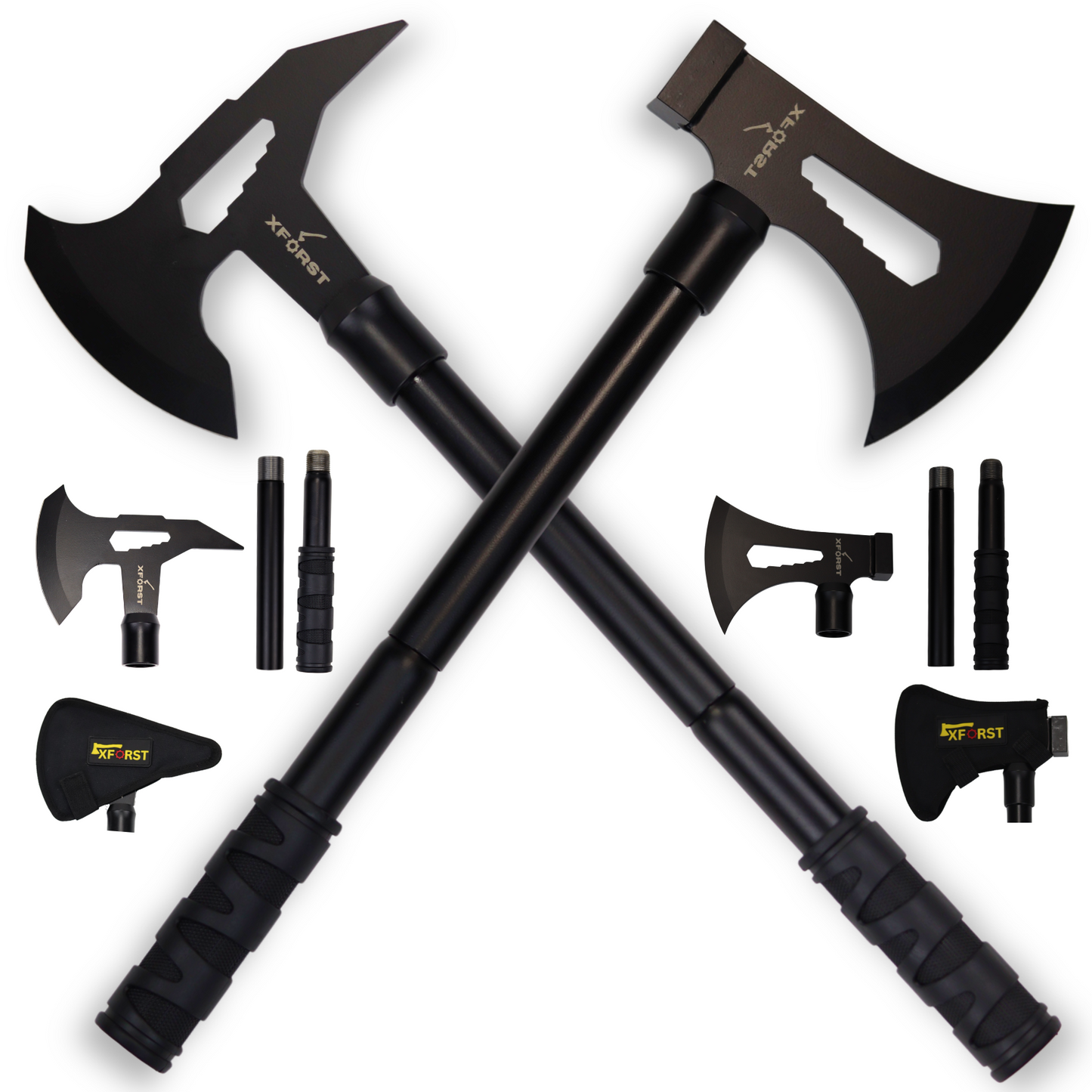 Xforst TM2 & TM3 Tomahawk Set – Hachettes double face avec pointe et tête de marteau