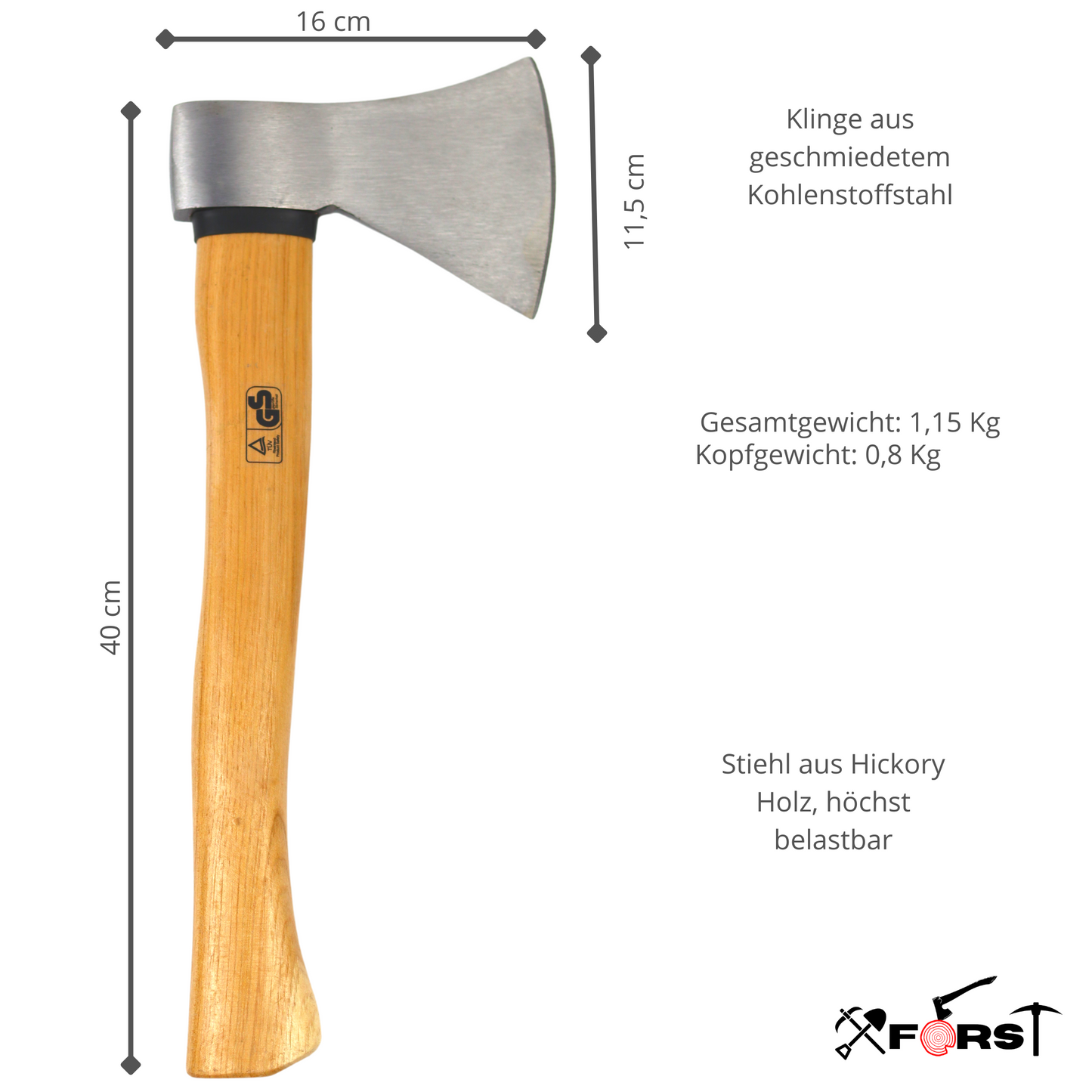 Xforst Set de Haches : Hache de Fendage X-SA2 (80 cm, 2,6 kg, manche en bois de frêne) & Hache Universelle X-UW800C (manche en Hickory) avec étuis inclus