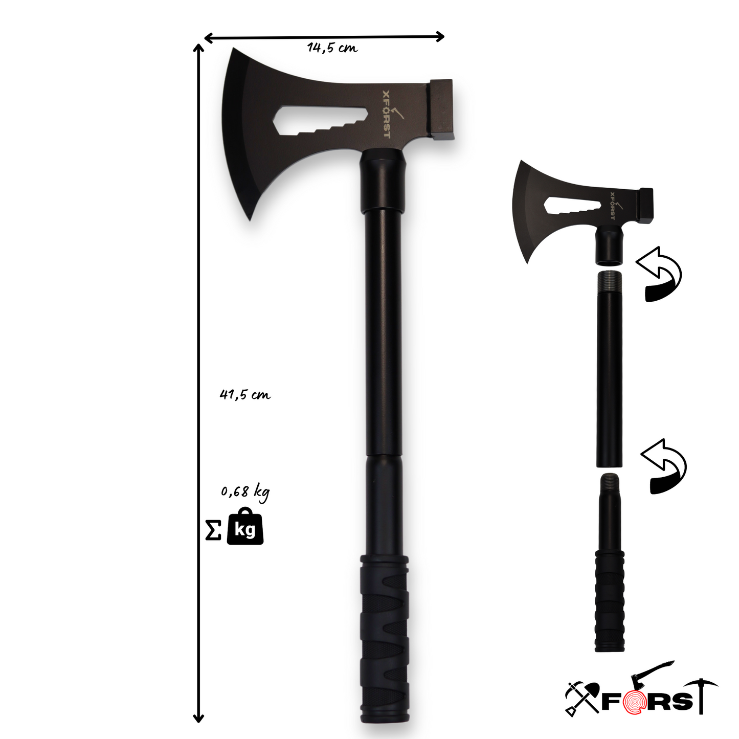 Xforst TM2 & TM3 Tomahawk Set – Hachettes double face avec pointe et tête de marteau