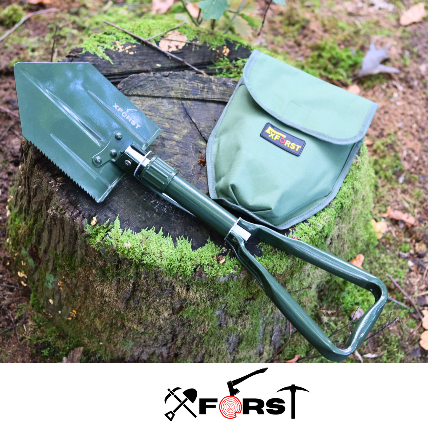 Xforst Set : Pelle Pliante KS1 Green & Couteau de Survie X-K9.4 – Le Duo Parfait pour Camping, Survie et Outdoor