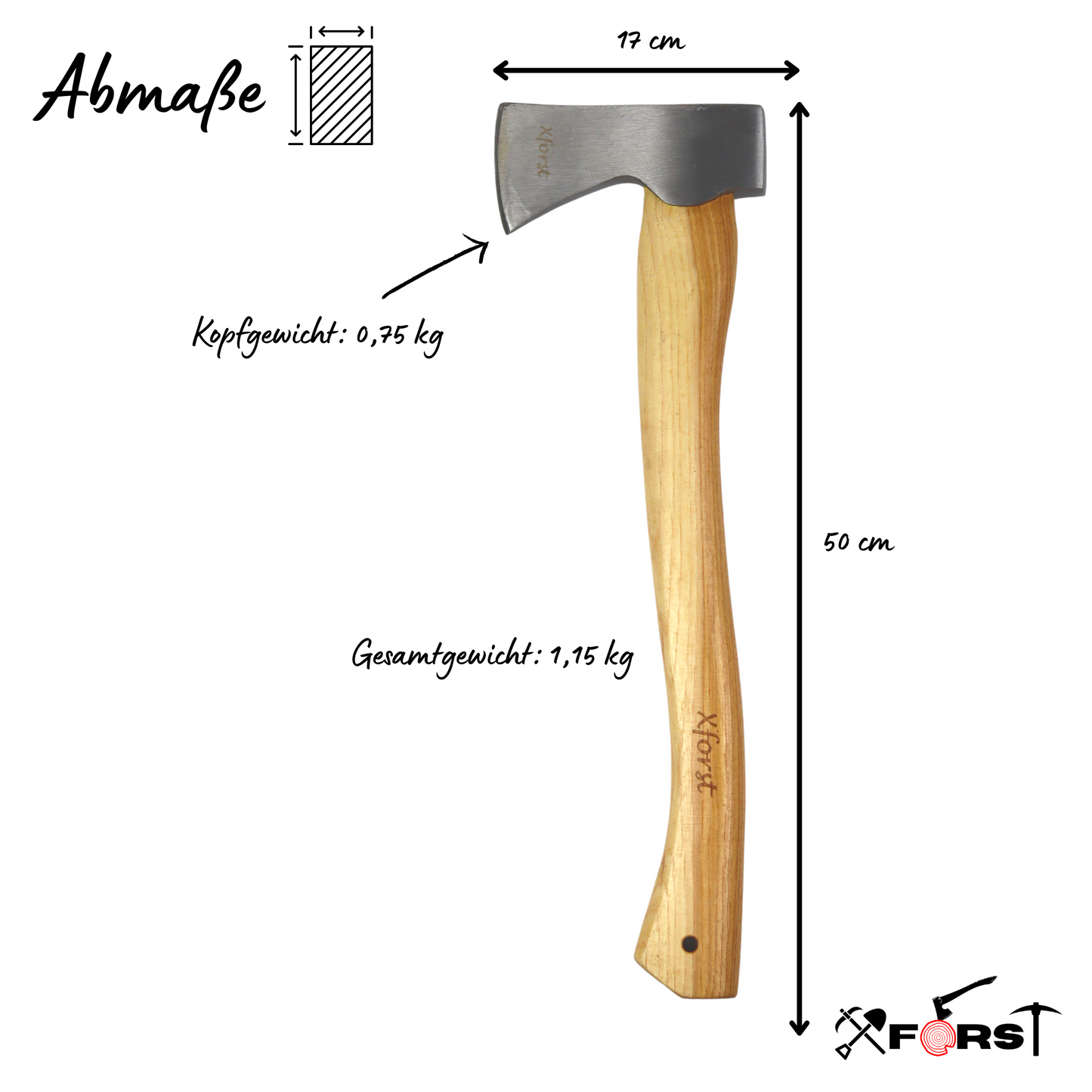 Hache forestière avec Manche en Bois de Hickory, ètui inclus