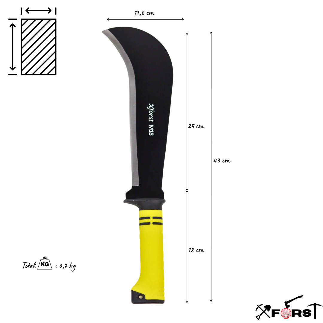 Xforst serpe faucille X-M18 avec Manche Antidérapant en Fibre de Verre, Mini-Pierre à Aiguiser Gratuite et Sac de Transport X-M18