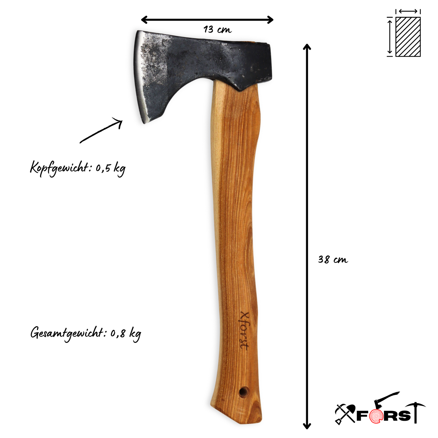 Xforst Hache Viking avec étui en cuir, en acier carbone forgé, tranchante