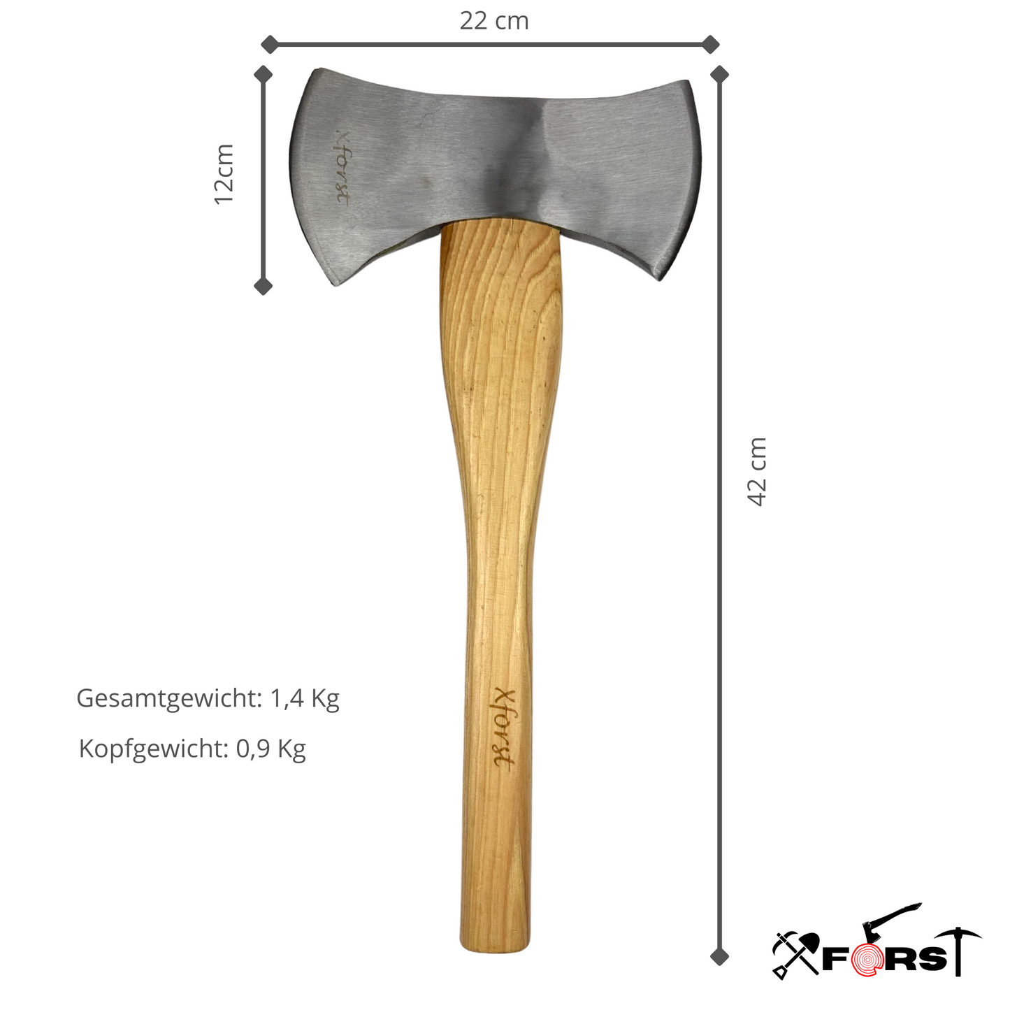 Hache à double tranchant X-DB, Etui cuir marron