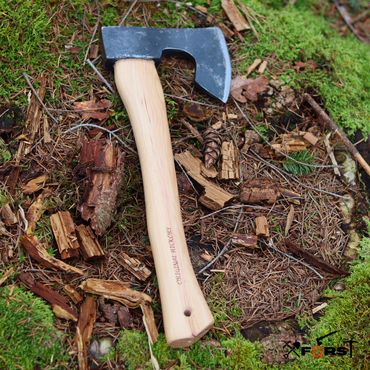 Xforst Hache Viking, Hachette, Hache de Survie en acier carbone forgé X-H6B avec pierre à aiguiser GS2