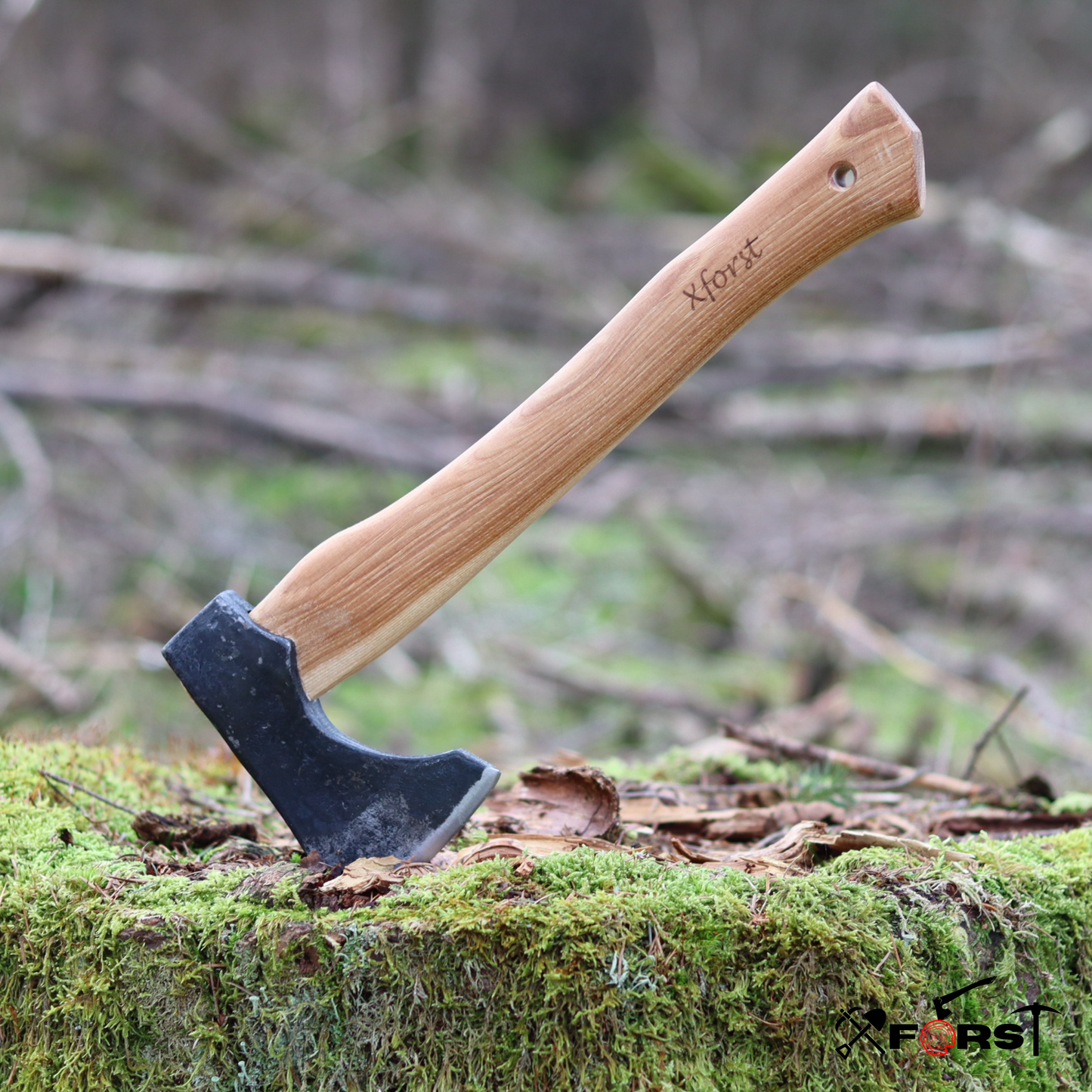 Xforst Hache Viking avec étui en cuir, en acier carbone forgé, tranchante